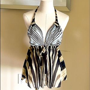 Roberto Cavalli Silk Babydoll Halter Top - Perfect Beach Resort Top